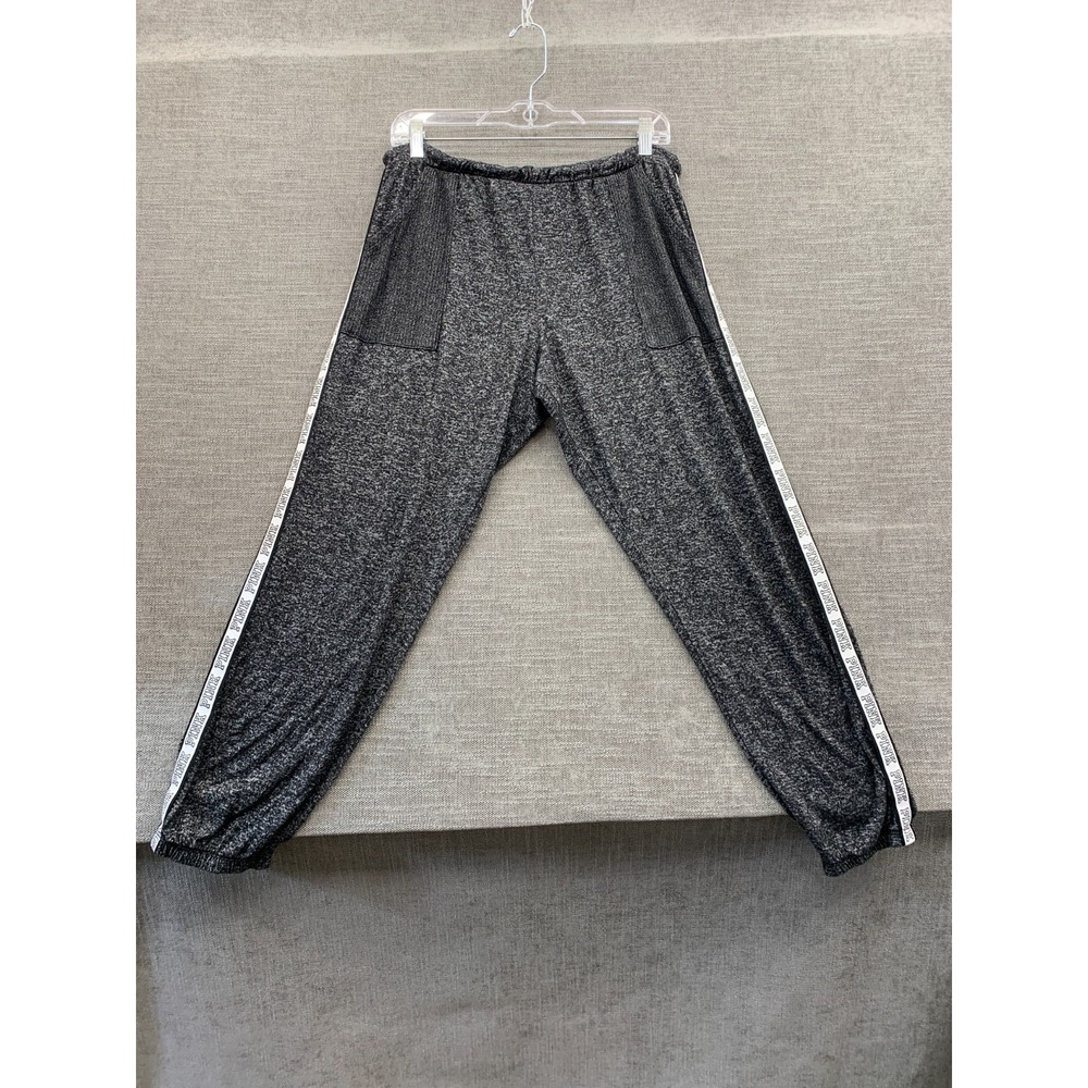 Pink Jogger Pants Womens Large Heather Gray Sleepwear High Rise Elastic Waist